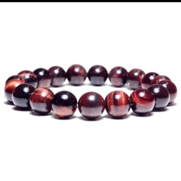 Natural Wine Tiger Eyes Stone Bracelets For Men/Women 10 mm Round Smooth Beaded. - Picture 6 of 6